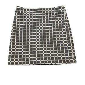 Ann Taylor Loft Woman's Pencil Skirt Mini Career Printed Black Gray Zip Size 8